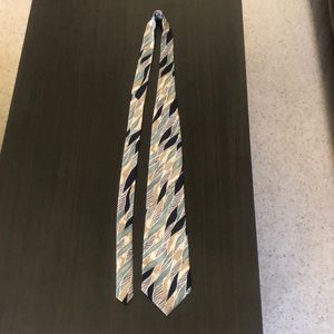 XL Pierre Cardin silk navy/green/silver/tan tie
